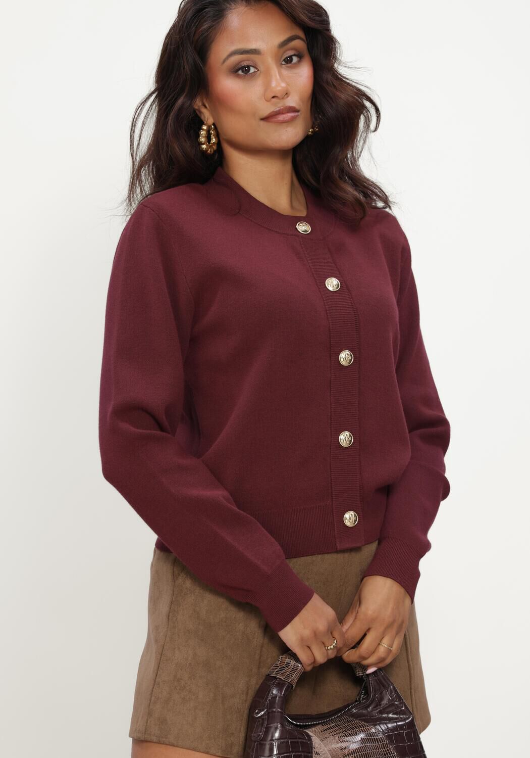 Bordeaux JOSH V Vest FLISS CARDIGAN - large