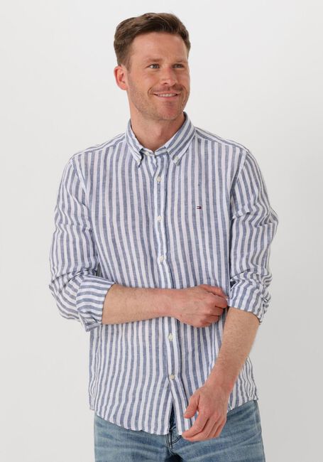 Blauwe TOMMY HILFIGER Casual overhemd LINEN ESSENTIAL STRIPE RF SHIRT - large