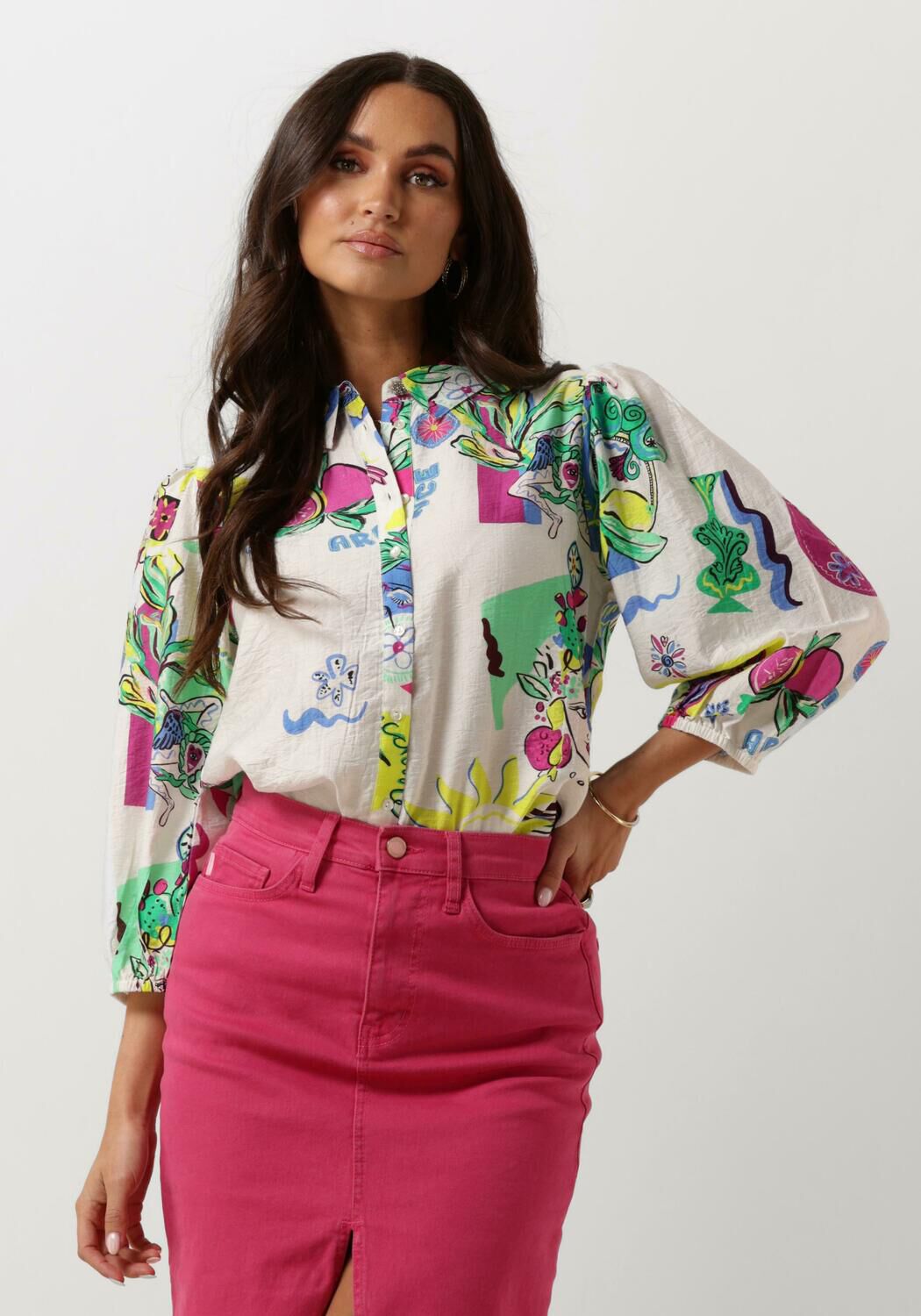 POM AMSTERDAM Dames Blouses Sicilian Love Blouse Wit