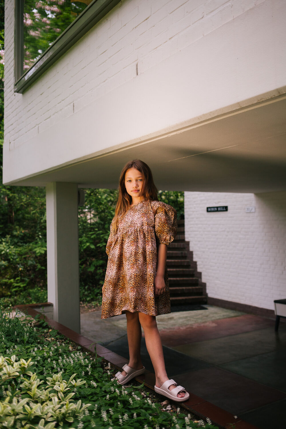 Bruine DAILY BRAT Midi jurk LEOPARD HEART DRESS - large