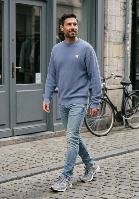 Blauwe CALVIN KLEIN Trui LS EZ COTTON WAFFLE CREWNK SWTR 9 - large