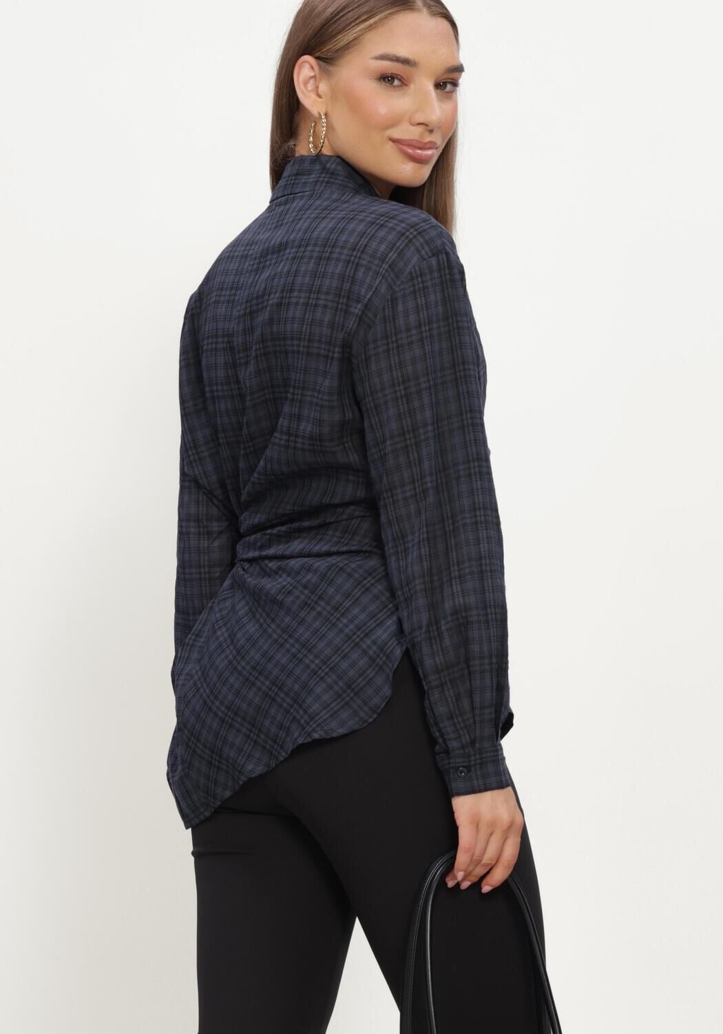 Donkerblauwe OBJECT Blouses OBJMALUA L/S RE SHIRT 147 - large