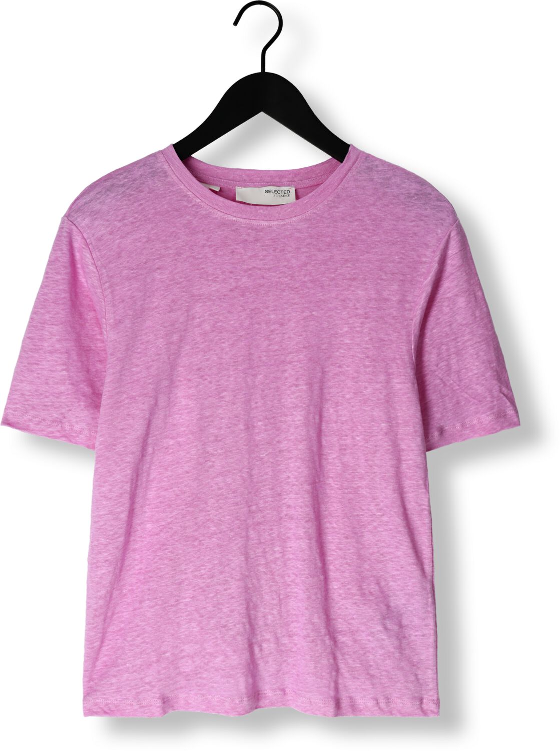 SELECTED FEMME Dames Tops & T-shirts Slfvilja Linen Ss Tee Roze