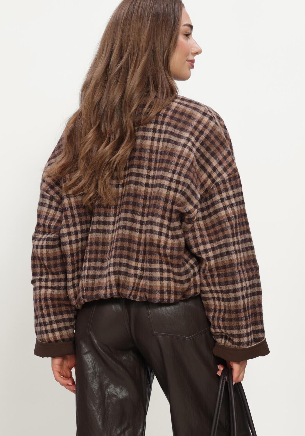 RUBY TUESDAY Dames Jassen Cidore Woolen Check Bomber Jacket Bruin