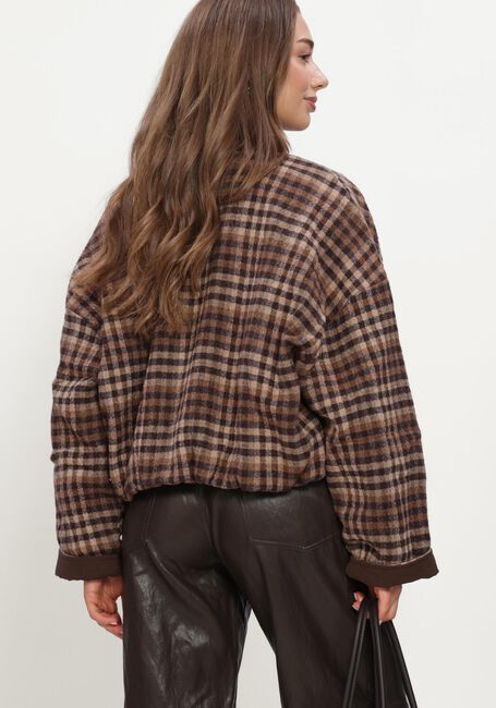 Bruine RUBY TUESDAY Jack CIDORE WOOLEN CHECK BOMBER JACKET - large
