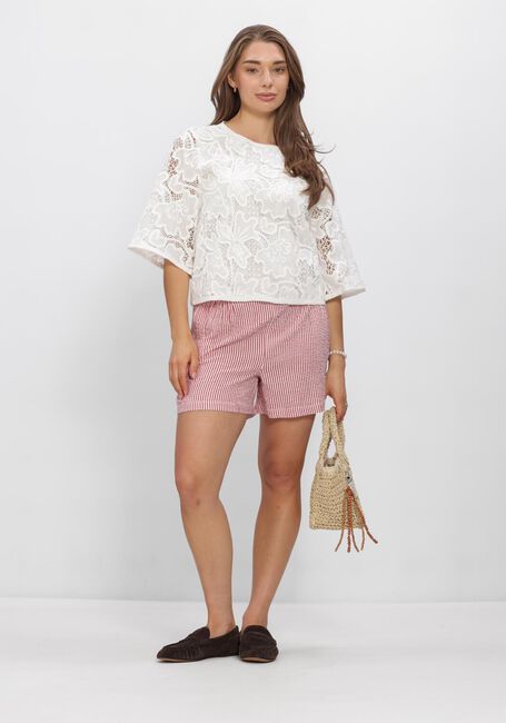 Rode POM AMSTERDAM Broeken SHORTS SEERSUCKER RED WHITE - large
