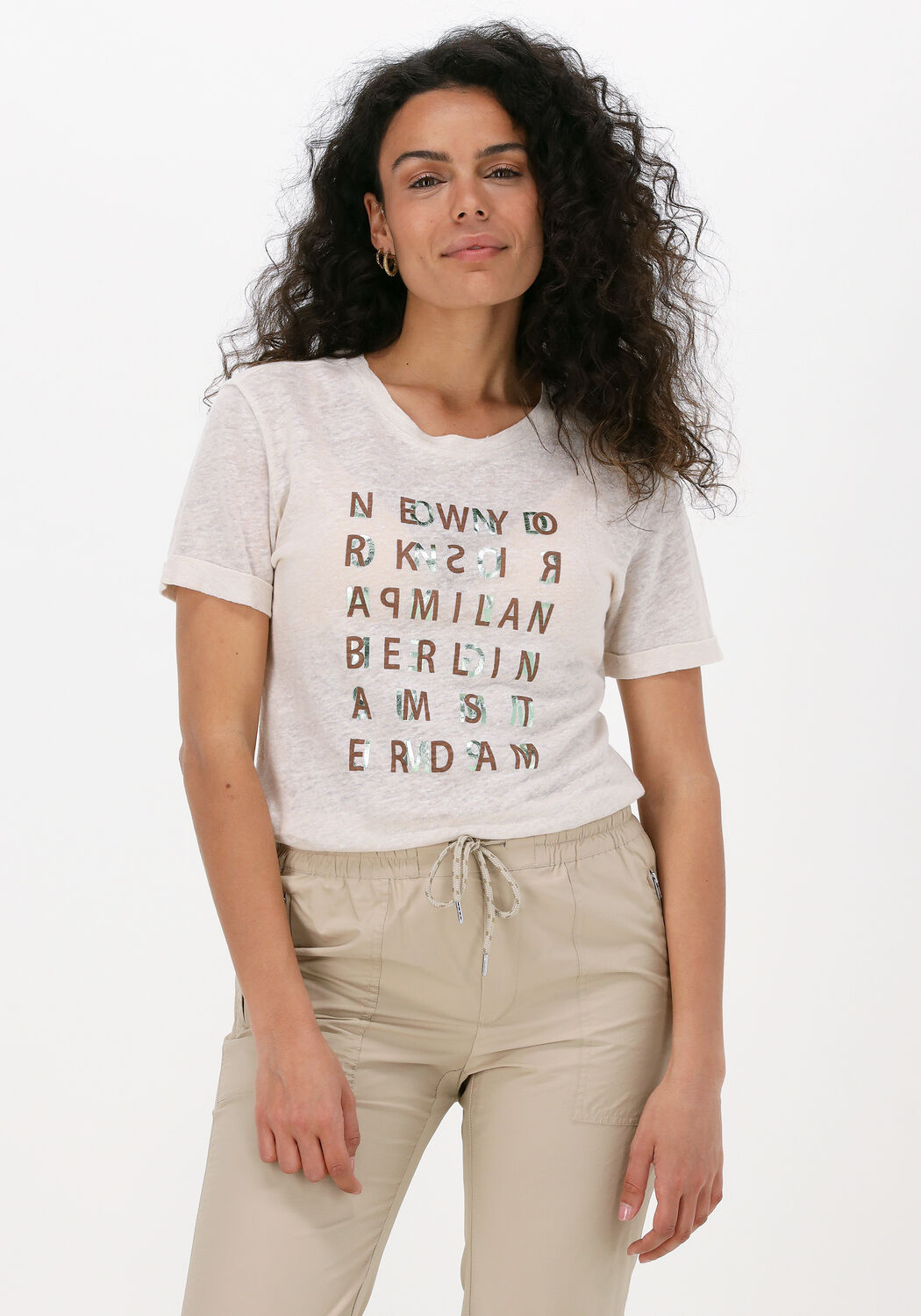 Beige t shirt dames best sale