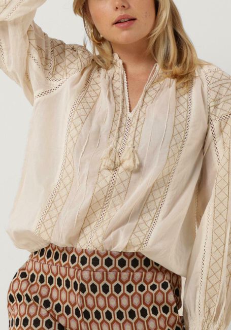 Witte SUMMUM Blouse TOP EMBROIDERED COTTON VOILE - large