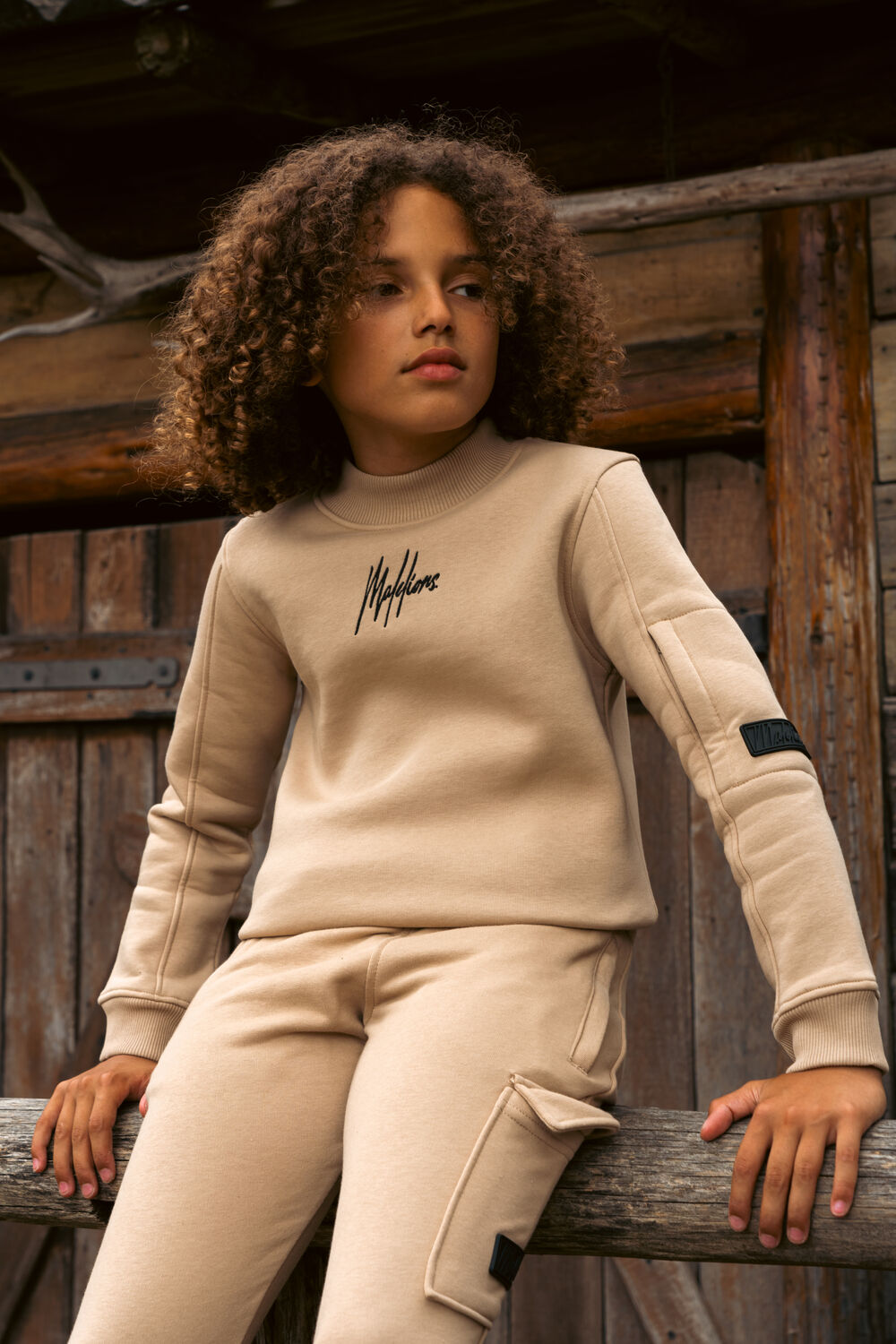 MALELIONS Jongens Broeken Cargo Sweatpants Beige