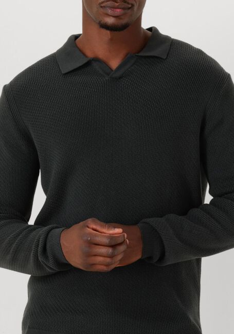 Donkergroene DSTREZZED Trui KOSTAS LONGSLEEVE POLO - large