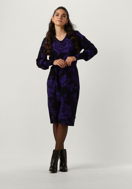Paarse JANSEN AMSTERDAM Mini jurk VBF501 JERSEY PRINT DRESS WITH V-NECK - large