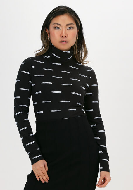 Zwarte CALVIN KLEIN Top LOGO ALL OVER PRINT LS ROLLNEC - large