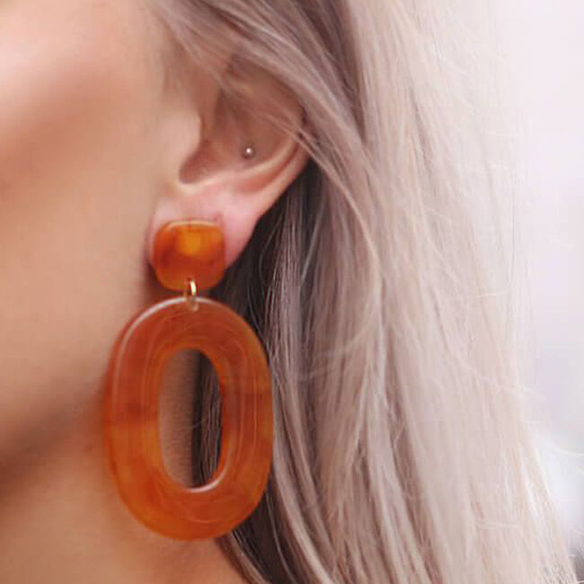 Bruine MY JEWELLERY Oorbellen STATEMENT OORBELLEN OVAAL - large