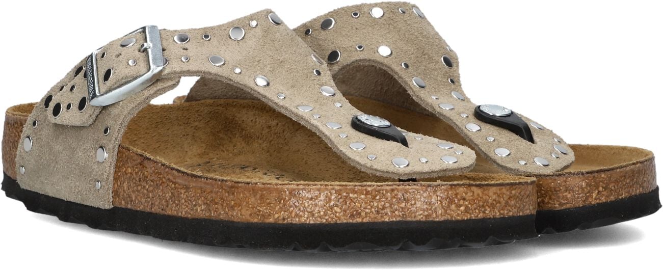 Birkenstock Dames Slippers Gizeh Rivet Border - Beige, foto 2
