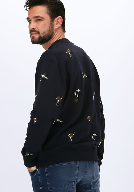 Donkerblauwe SCOTCH & SODA Sweater ALL-OVER EMBROIDERED FELPA CRE - large