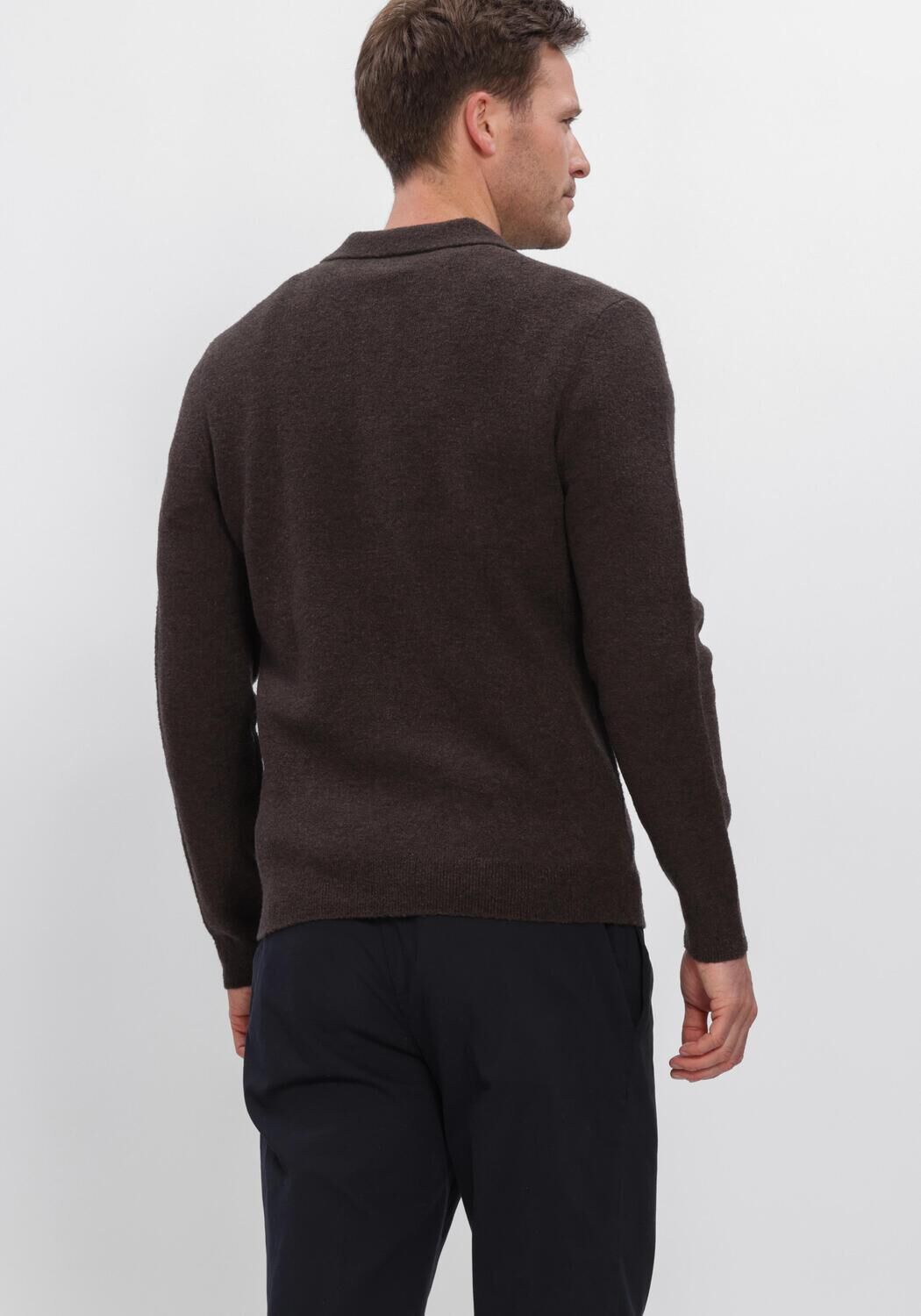 Bruine PROFUOMO Polo POLO LS BOILED WOOL - large