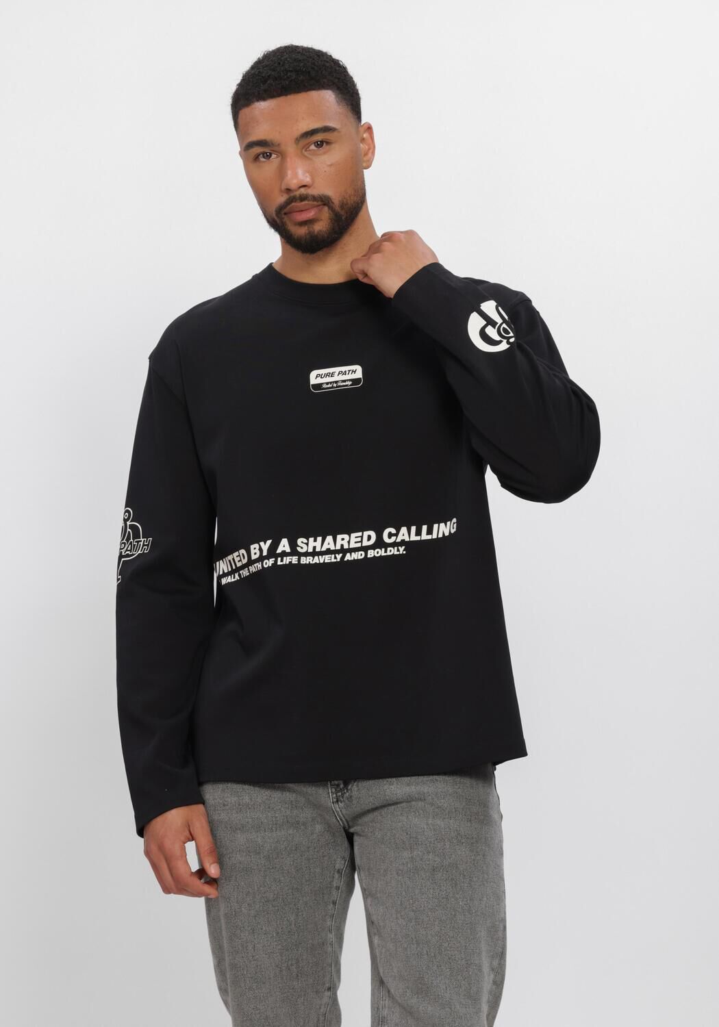 Zwarte PURE PATH T-shirt UNITED LONGSLEEVE - large