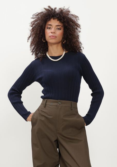 Donkerblauwe SELECTED WOMEN Trui SLWTOLEDO LS KNIT STRUCTURE ONECK - large