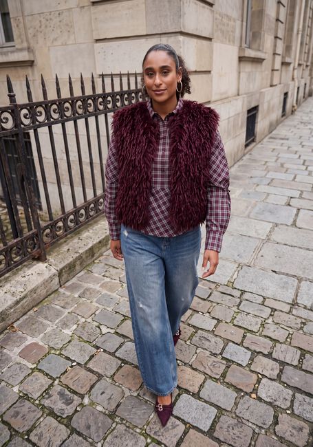 Bordeaux NEO NOIR Blouses NEOELLA MEDIUM CHECK SKIRT - large