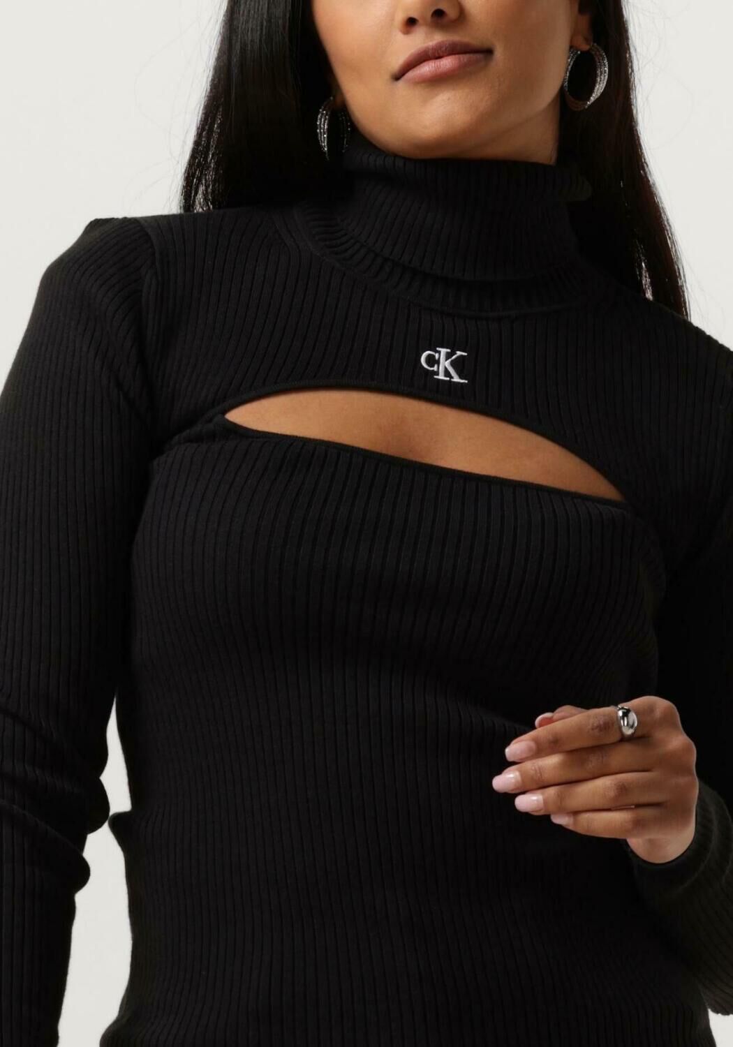 CALVIN KLEIN Dames Truien & Vesten 2 In 1 Cut Out Tight Sweater Zwart