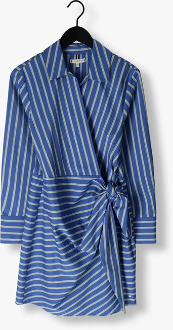 Blauwe TOMMY HILFIGER Mini jurk CO STRIPE SHORT WRAP SHIRT DRESS - large