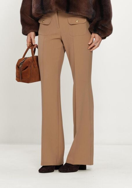 Camel CAMBIO Flared broek FARAH POCKET LONG WOOL SUBSTITURE DOUBLE - large