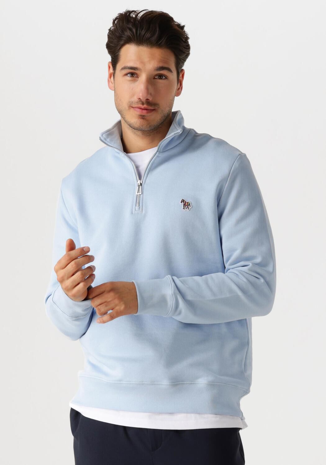 PS PAUL SMITH Heren Truien & Vesten Mens Ls Reg Fit Half Zip Top Zebra Blauw