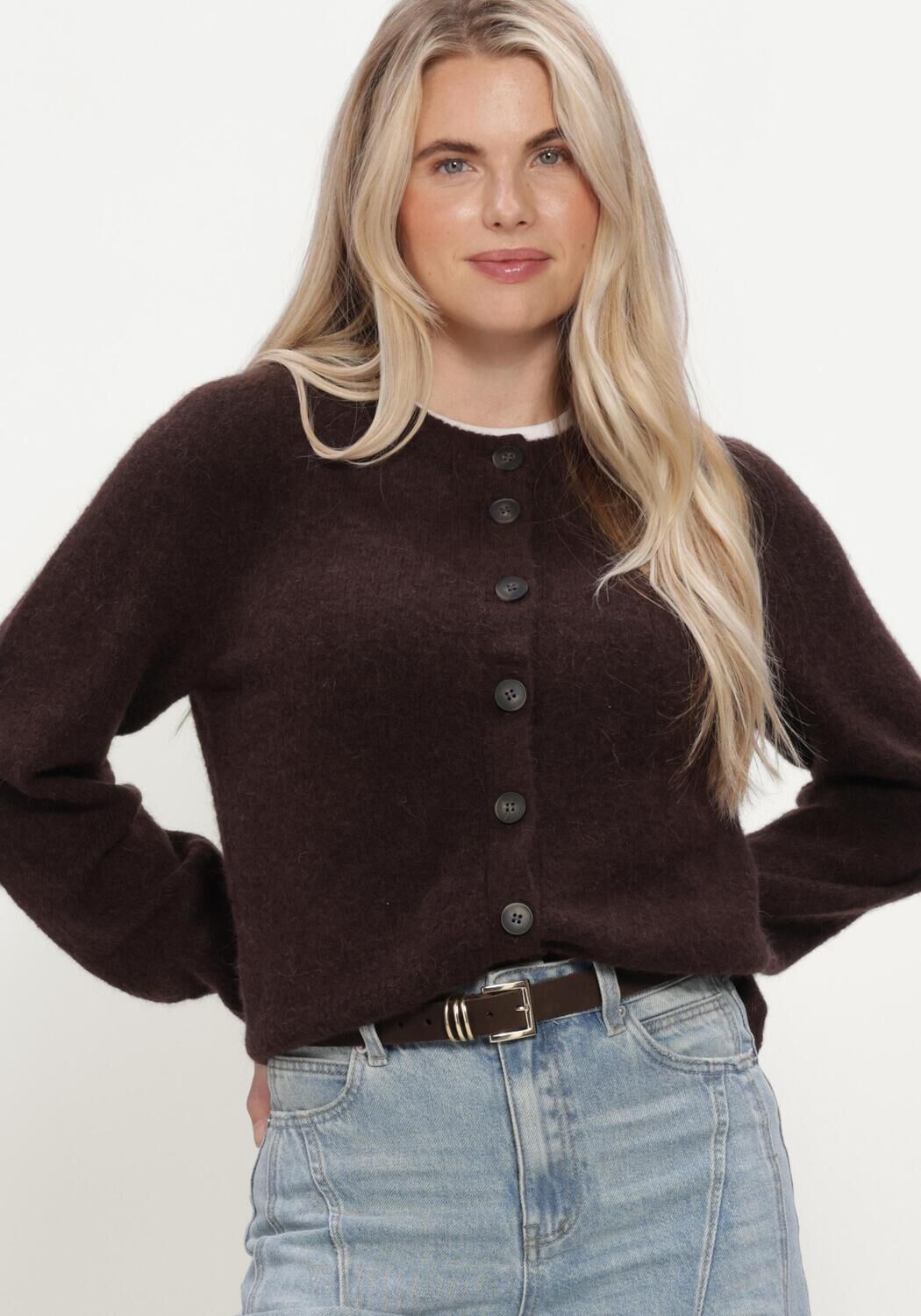 Y.A.S. YAS Dames Truien & Vesten Yasjohi Ls Wool Blend Cardigan Bruin