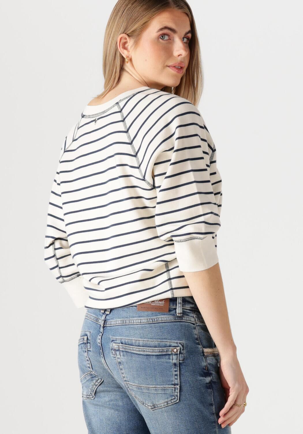 MOS MOSH Dames Truien & Vesten Mmmaggie Stripe Sweatshirt Blauw