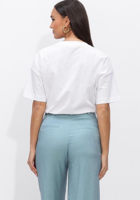 Witte JANSEN AMSTERDAM Blouses RILEY SHIRT CO 184 SHORT SLEEVE WIDE FIT SATIN EMBROIDERY FLOWER - large