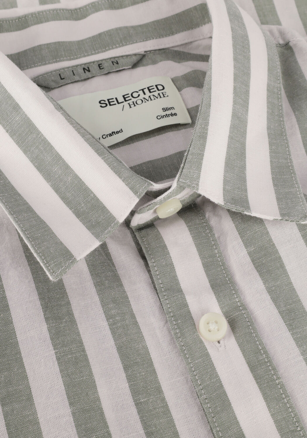 Groene SELECTED MEN Casual overhemd SLHSLIMNEW-LINEN SHIRTS SS CLASSIC W - large