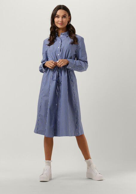 Blauwe TOMMY HILFIGER Midi jurk ORG CO STRIPE MIDI SHIRT DRESS - large