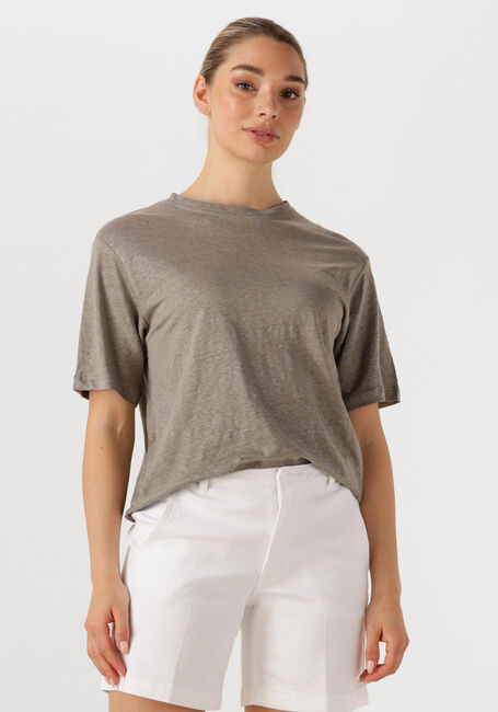 Lichtgrijze SELECTED FEMME T-shirt SLFVILJA LINEN SS TEE - large
