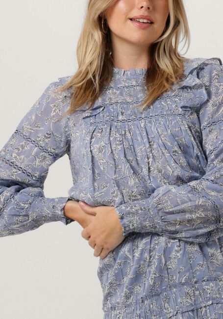 Blauwe NEO NOIR Blouses HARMON S STENCIL FLOWER BLOUSE - large