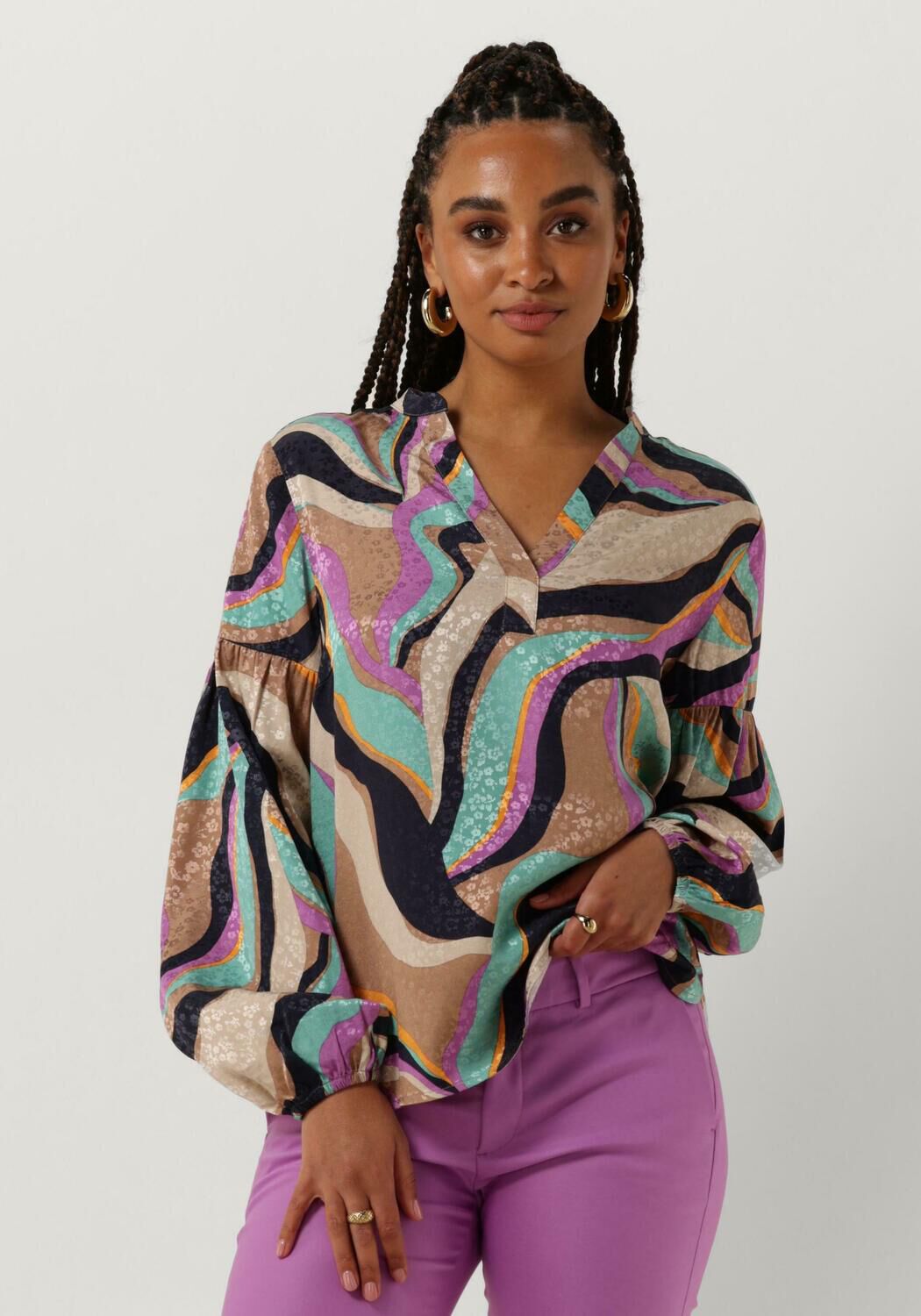 MOS MOSH Stijlvolle en Comfortabele Nena Onda Blouse in Paars Purple Dames