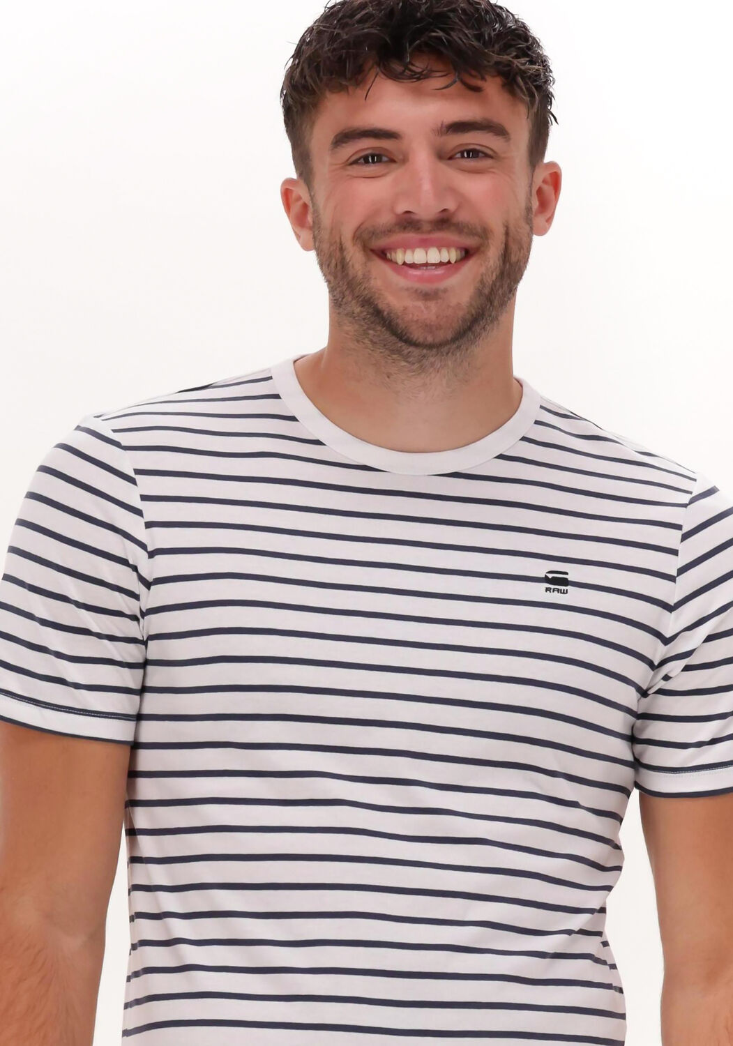 grijs wit gestreepte g star raw t shirt stripe slim r t
