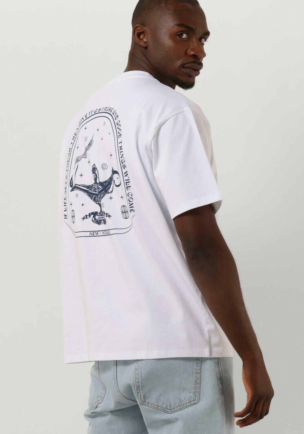 Witte WOODBIRD T shirt BRAINE WISH TEE Omoda