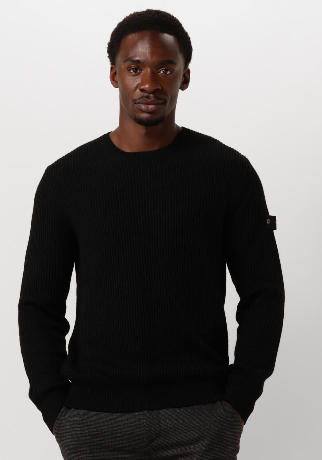 Peuterey Zwarte Geribbelde Trui Diver 01 Black Heren