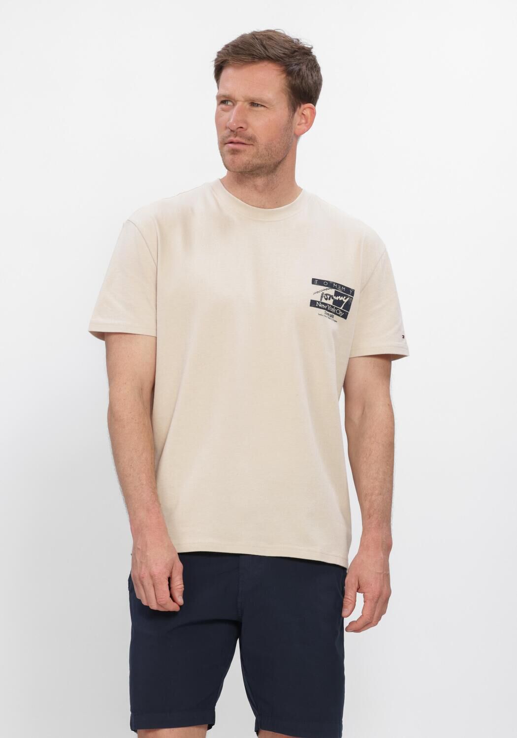 Beige TOMMY JEANS Polo TJM REG SIGN FLAG SS TEE EXT - large