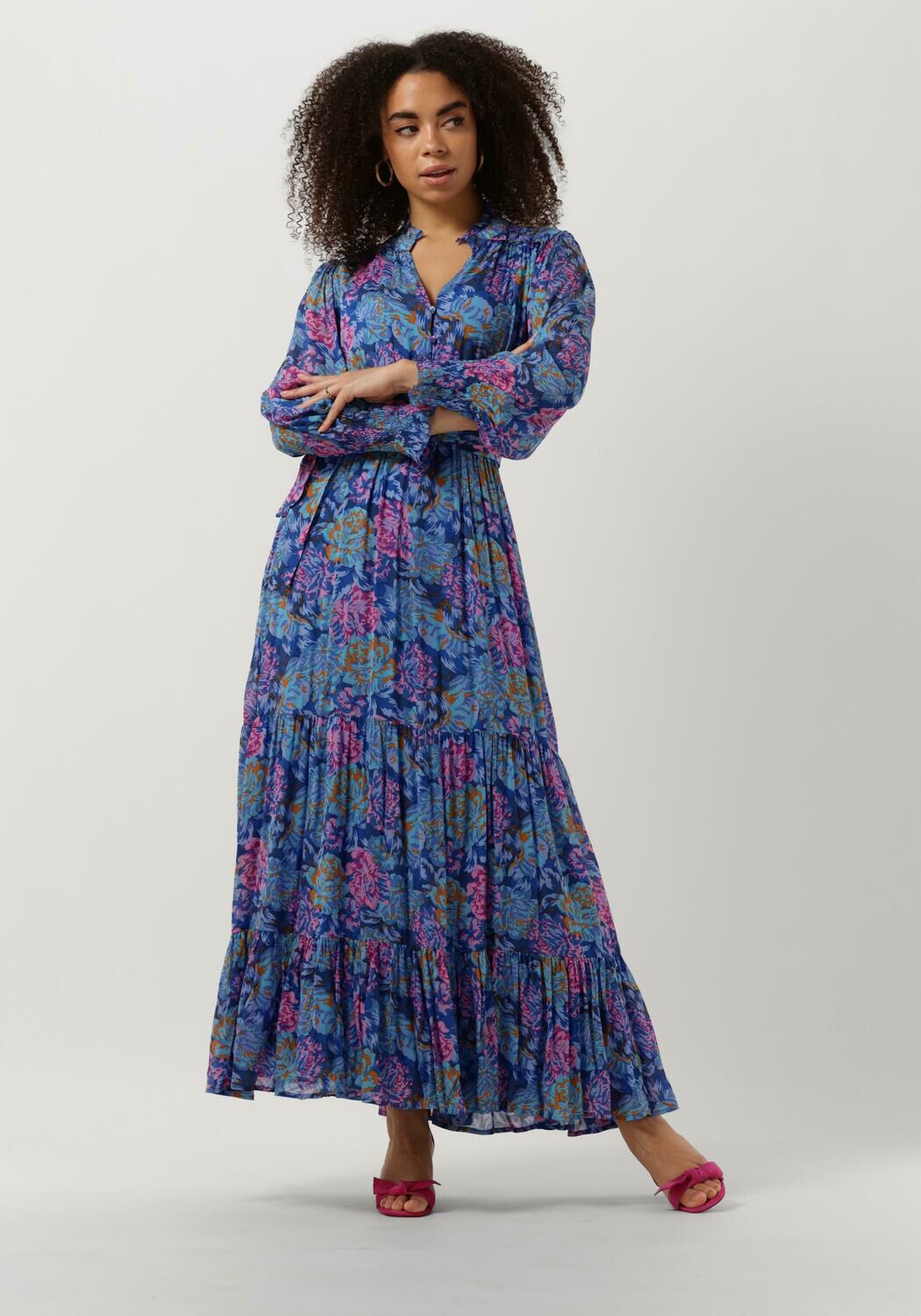 Maxi jurk blauw store bloemen