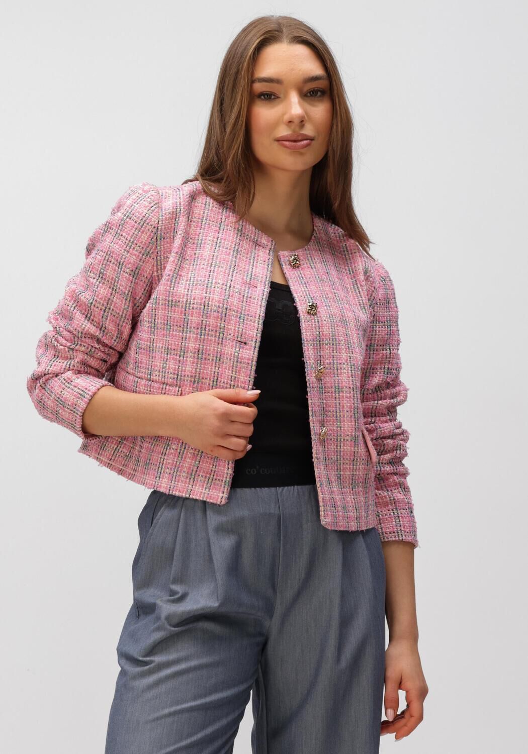 Roze CO'COUTURE Jack CAMMIE BOUCLE JACKET - large