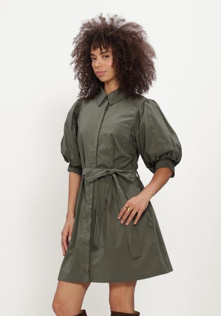 Groene NEO NOIR Midi jurk SERENE POPLIN DRESS - large