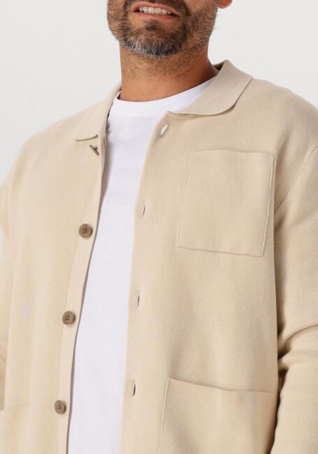Beige SELECTED HOMME Vest SLHMIKE LIGHT LS KNIT RELAXED POLO CARDIGAN - large