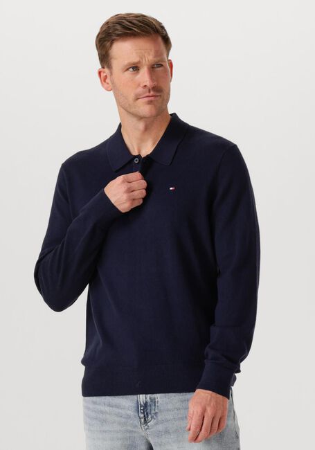 Donkerblauwe TOMMY HILFIGER Trui PIMA ORG CTN CASHMERE LS POLO - large
