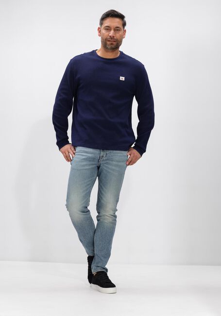 Donkerblauwe CALVIN KLEIN Trui LS WAFFLE BADGE CREWNK TEE - large