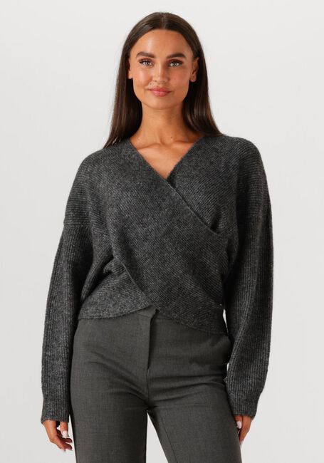 Donkergrijze MSCH COPENHAGEN Trui MSCHZINELLE HOPE WRAP PULLOVER - large