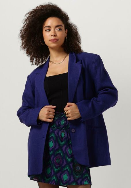 Blauwe ALIX THE LABEL Blazer LADIES WOVEN BOUCLE OVERSIZED BLAZER - large