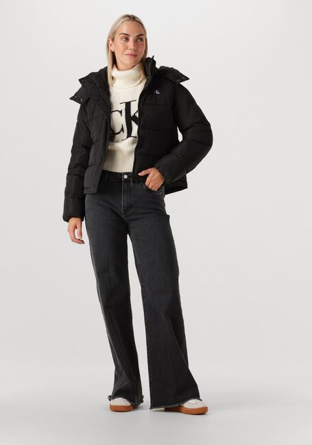 Zwarte CALVIN KLEIN Gewatteerde jas MATTE MONOLOGO MW SHORT PUFFER - large