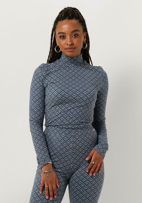 Blauwe COLOURFUL REBEL Tops & T-shirts NEYO SMALL GEO PEACHED TURTLENECK TOP - large