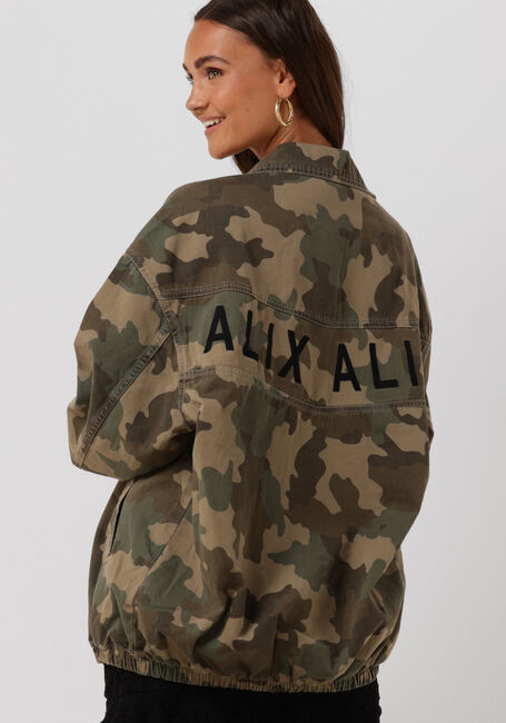 Groene ALIX THE LABEL Jack LADIES WOVEN OVERSIZED CAMOUFLAGE JACKET - large
